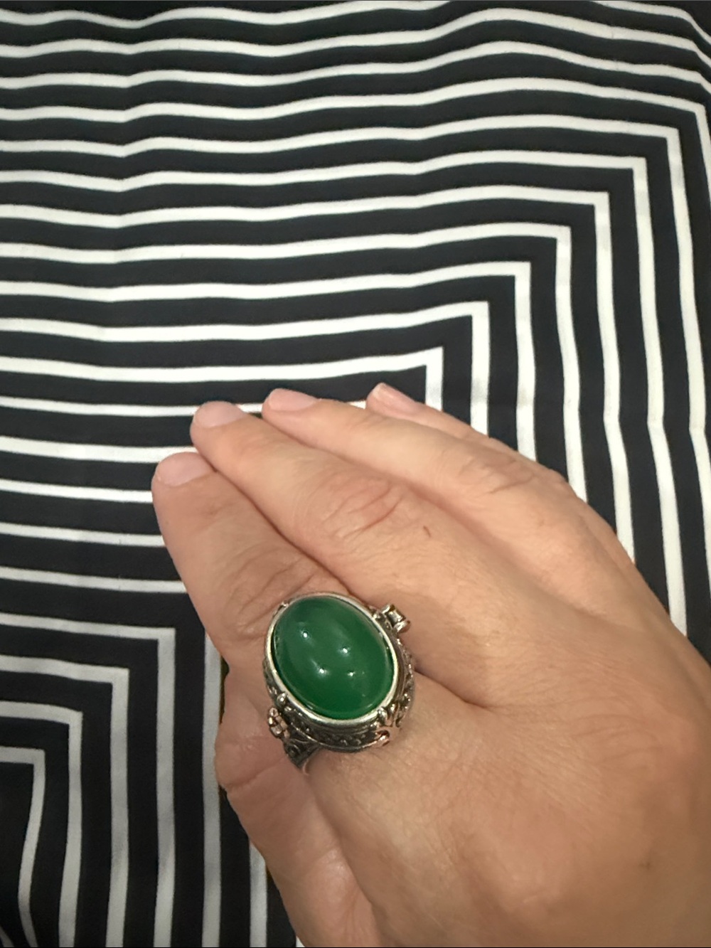 Green Gemstone Silver Ring - Women's Statement Ring